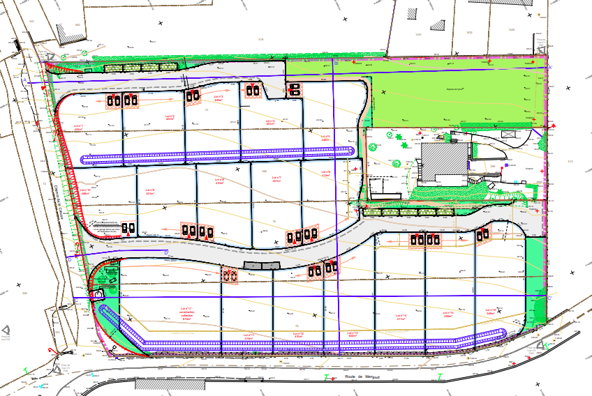 plan des terrains à vendre au lotissement « Les Terrasses de Minjoud », à Saint-Pierre-d'Albigny (73)