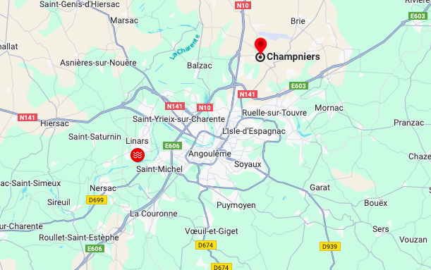 implantation géographique de la commune de Champniers, en Charente (16)