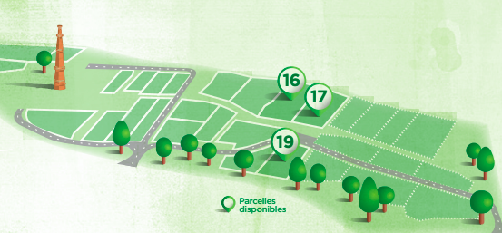 plan des terrains disponibles à l'éco-hameau de Boissières, dans le Grand Cahors (46)