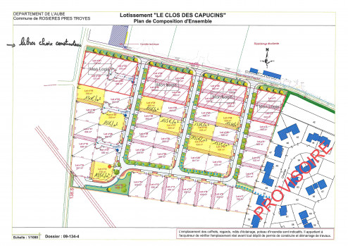plan des terrains du Lotissement « Le Clos des Capucins », à Rosières-près-Troyes (10)
