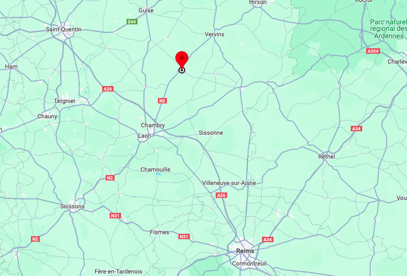 situation géographique de Marle, dans l'Aisne (02)