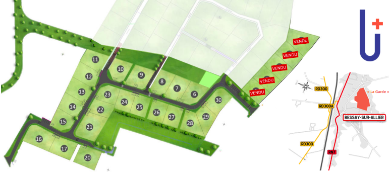 plan des terrains de la Zone d’habitat « de la Garde », à Bessay-sur-Allier (03)