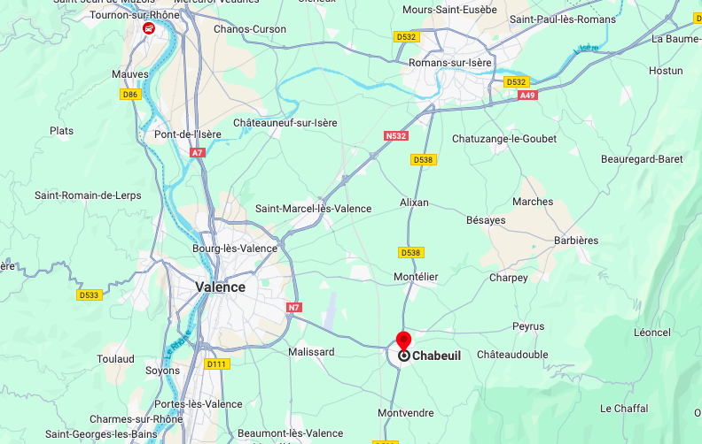 implantation géographique de la commune de Chabeuil, dans la Drôme (26)