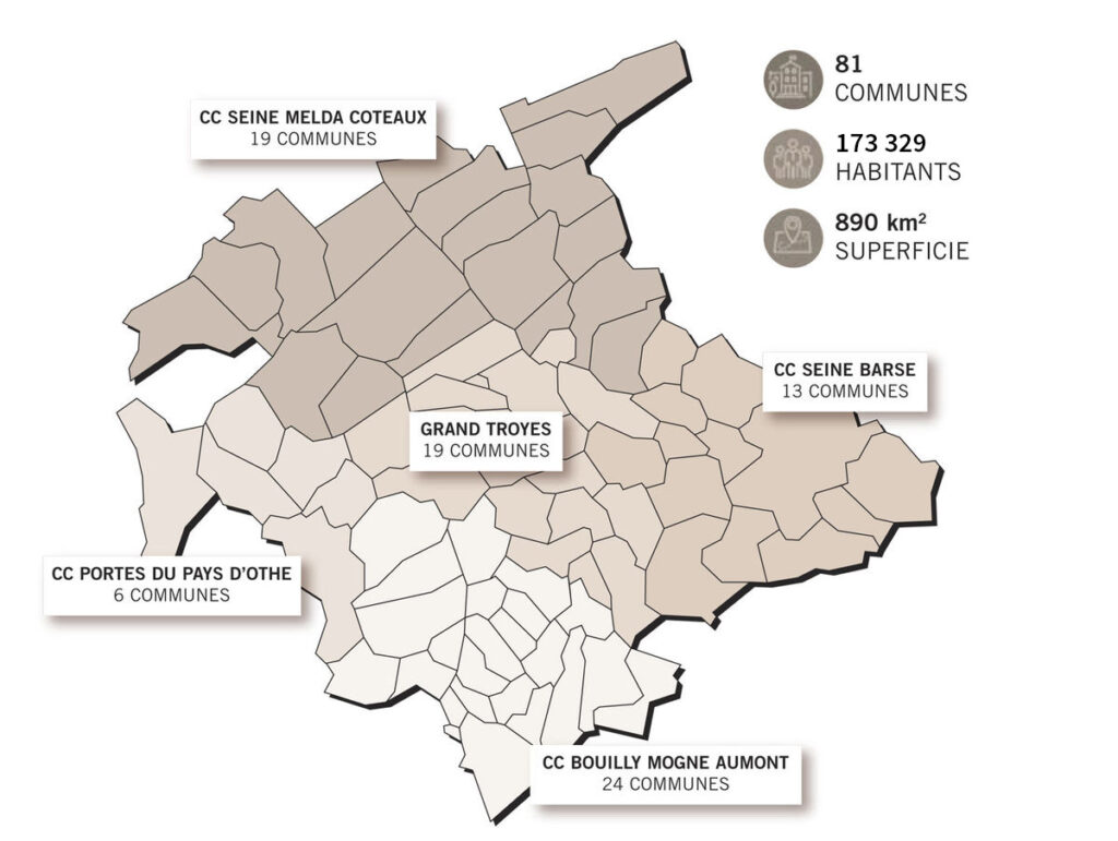 carte de Troyes Champagne Métropole