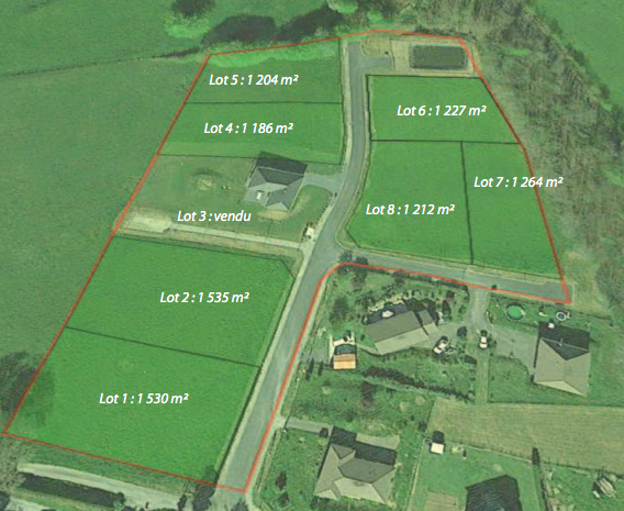plan des terrains à vendre au lotissement communal « Le Poteau », à Orgnac-sur-Vézère (19)