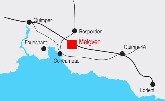 situation géographique de Melgven, dans le Finistère (29)