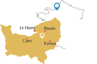 situation géographique de Brionne, dans l'Eure (27)