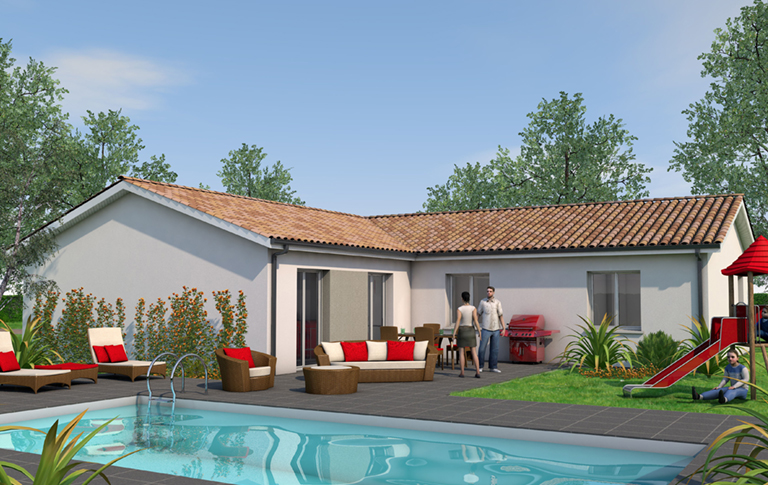 maison traditionnelle avec piscine, par Maisons Batisoft