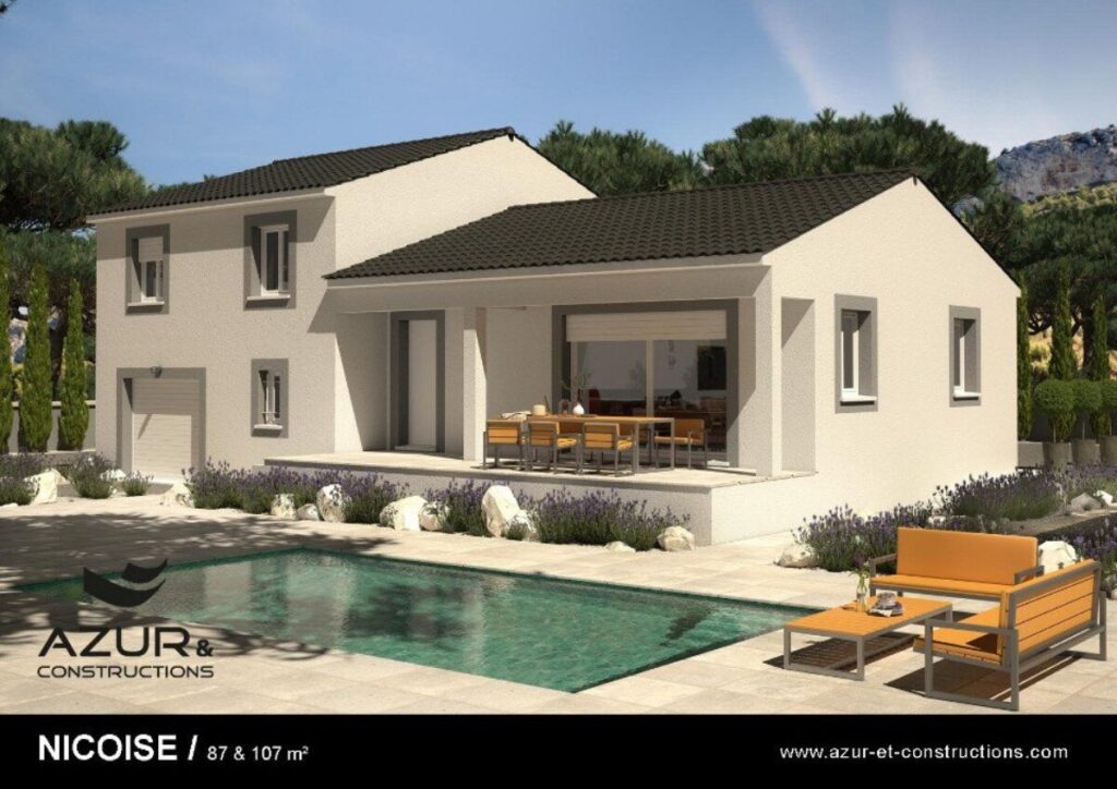 maison avec piscine en région PACA, par le constructeur Azur & Constructions