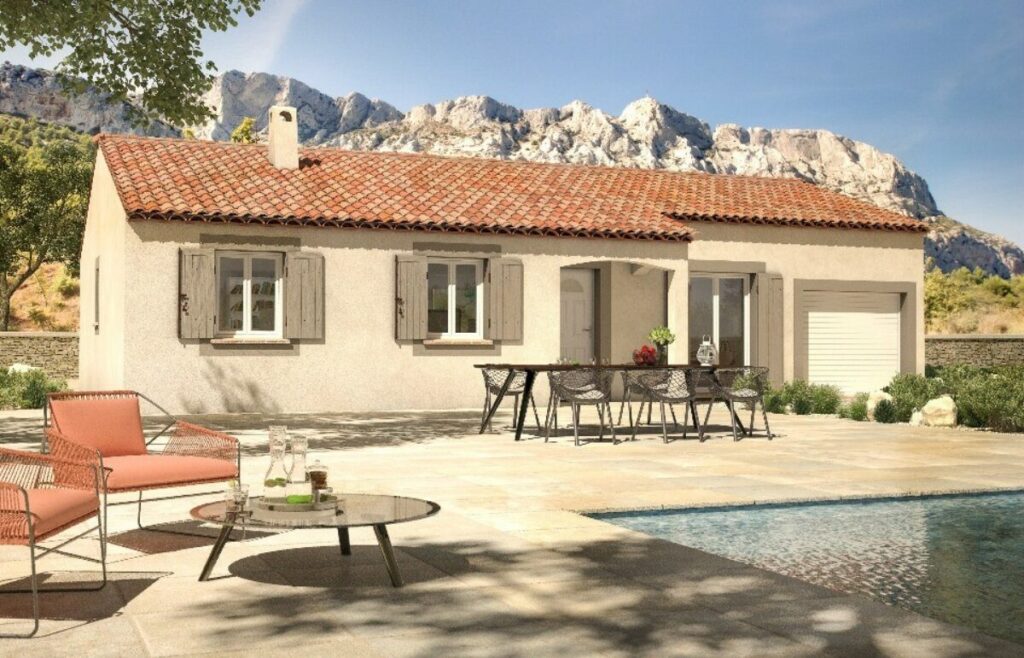 maison classique avec garage intégré et piscine, par le constructeur Azur & Constructions