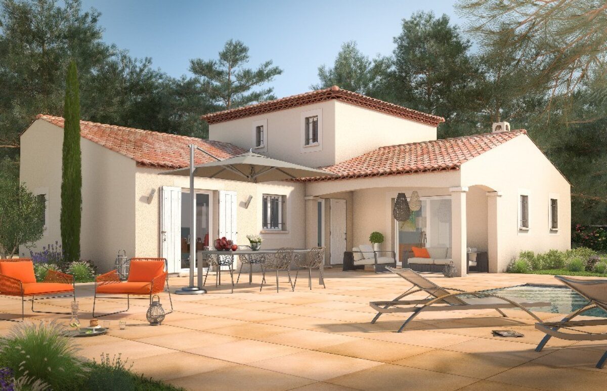 maison contemporaine en L, par le constructeur Azur & Constructions