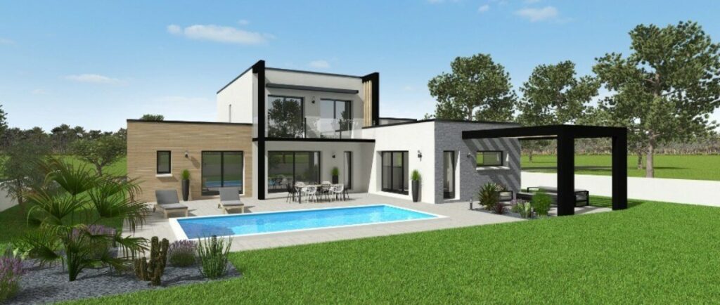 maison moderne à étage avec piscine en Charente-Maritime, par Maisons Acco