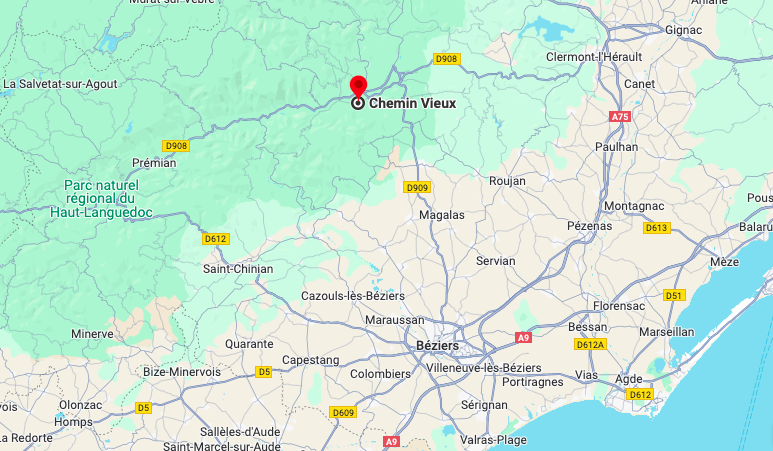 situation géographique de la commune des Aires, dans l'Hérault (34)