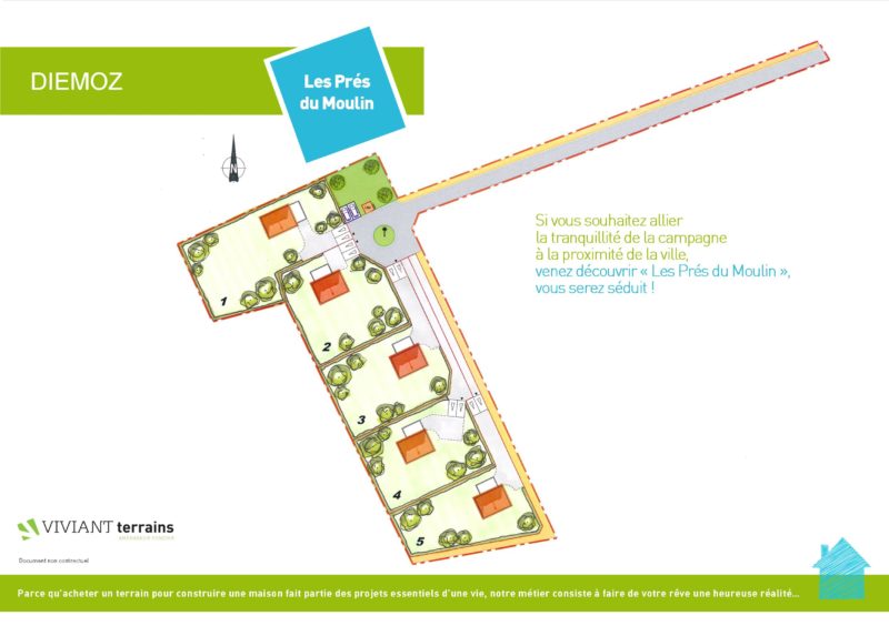 plan des terrains à vendre au lotissement « Les Prés du Moulin », à Diémoz (38)