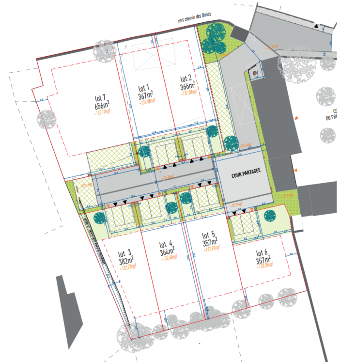 plan des terrains à vendre au Clos des Ormes, à Plélan-le-Grand (35)