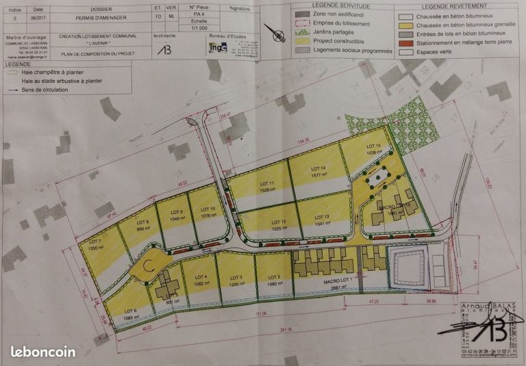 plan des terrains à vendre au Lotissement « L’Avenir », à Lasséran (32)