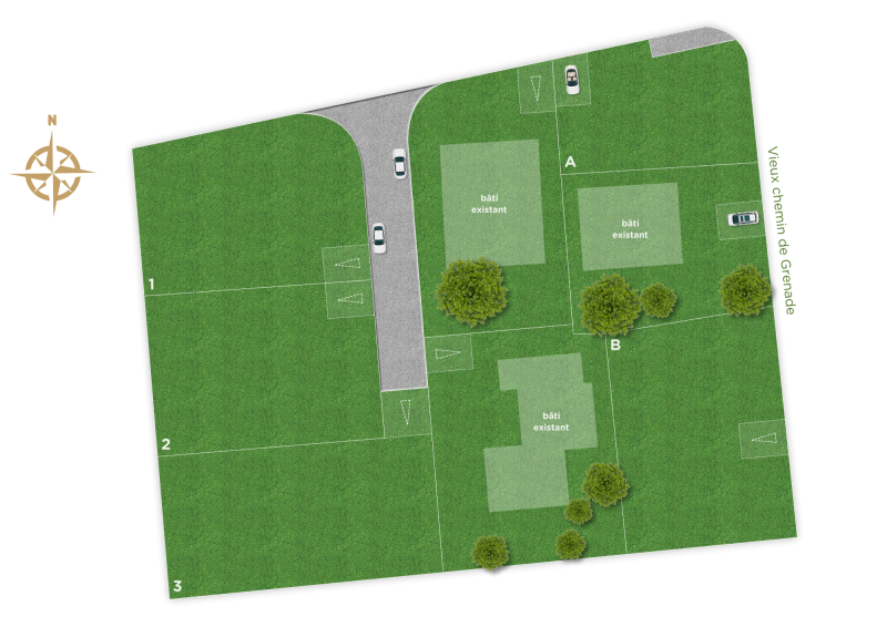plan des terrains à vendre au Lotissement « Les 3 Cèdres », à Blagnac près de Toulouse (31)
