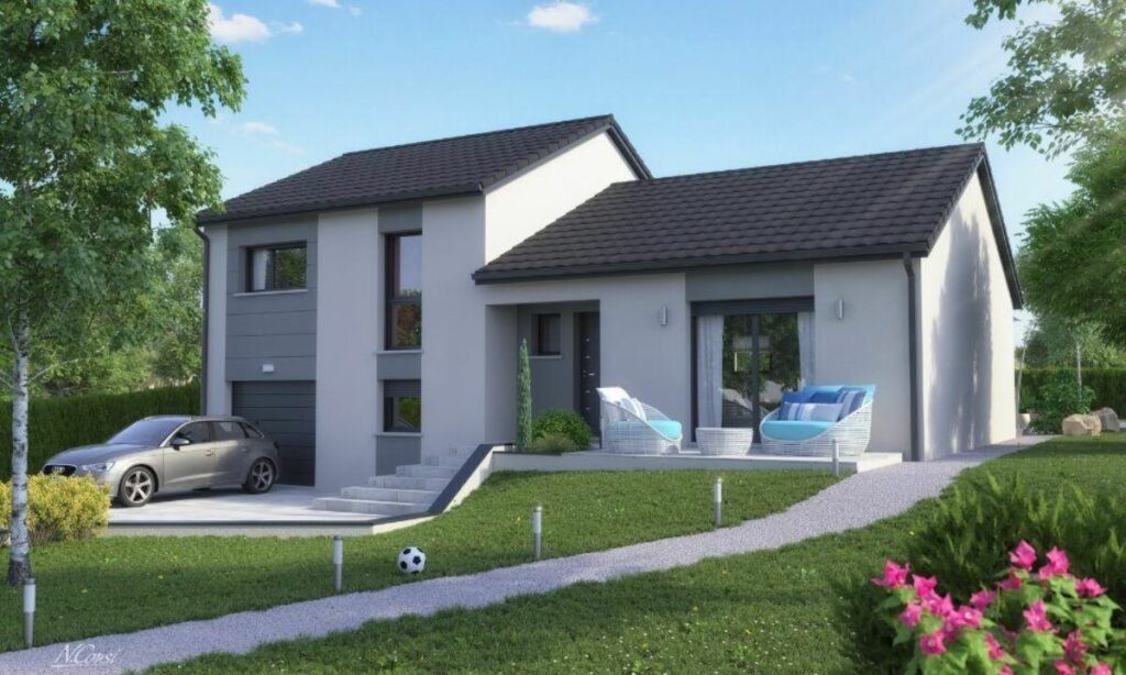 maison contemporaine sur demi-niveau, par le constructeur Maisons Horizon