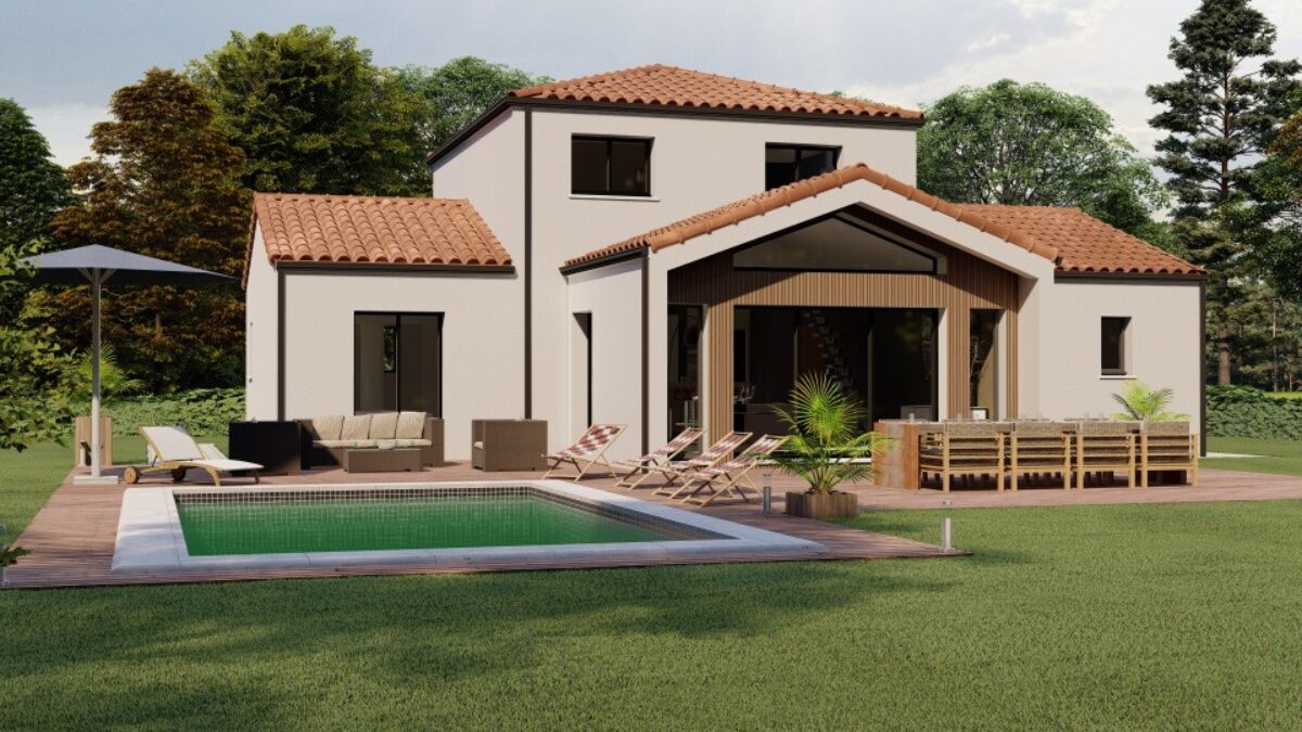 maison contemporaine à étage avec piscine en Vendée, par LMP Constructeur