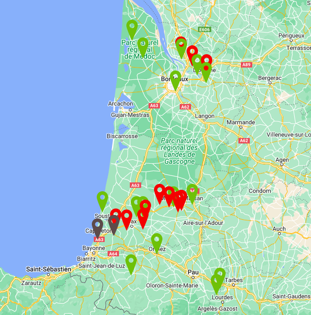 implantation des lotissements aménagés par SOVI, dans le sud-ouest