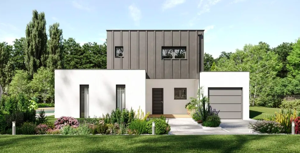 maison cubique moderne à étage, par IGC Construction