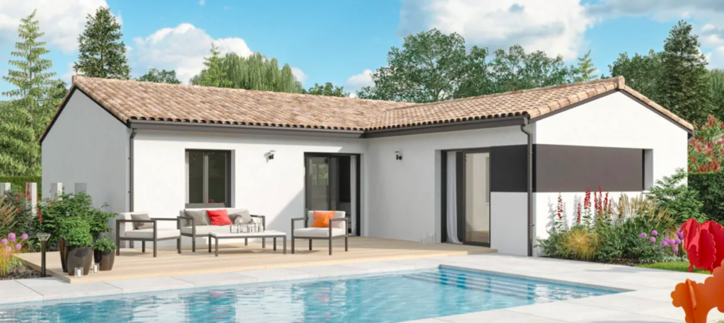 maison contemporaine en L par le constructeur CH Construction Horizontale