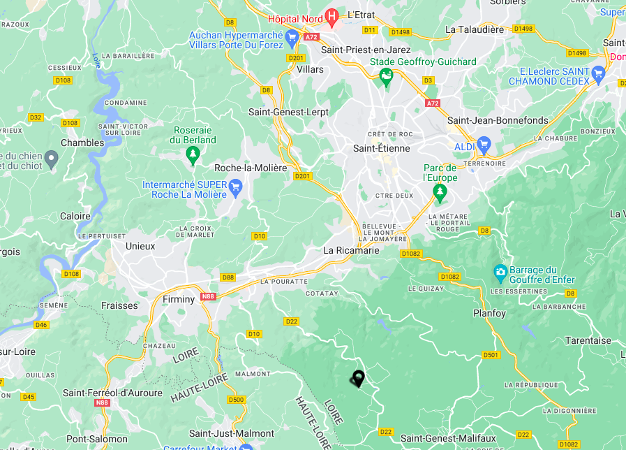 implantation de la commune de Saint-Romain-les-Atheux, dans la Loire (42)