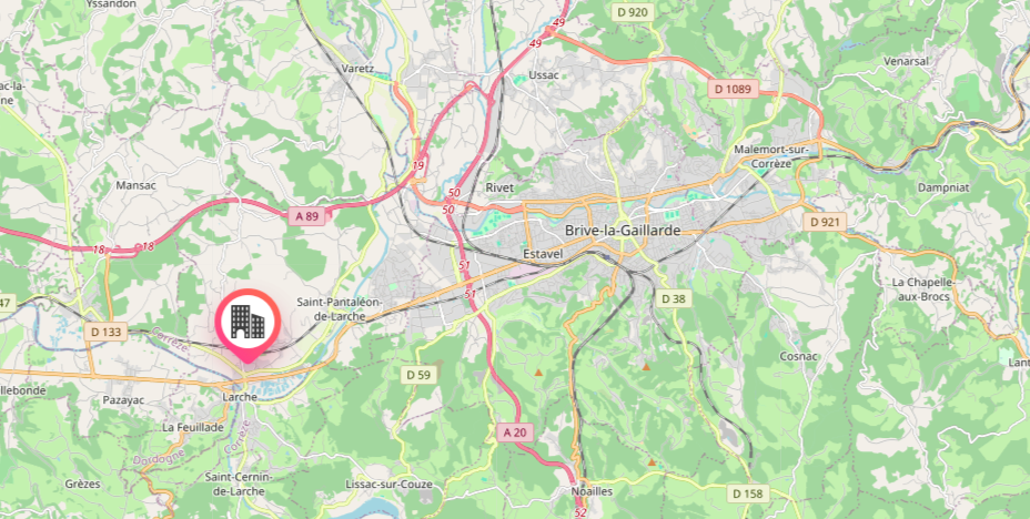 situation géographique de Saint-Pantaléon-de-Larche, en Corrèze (19)