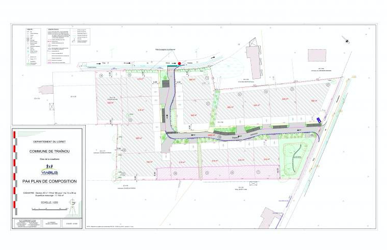 plan des terrains à vendre au Lotissement Le Clos de la Rosetterie, à Traînou (45)