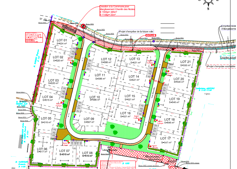 plan des terrains du lotissement « Les Jardins de la Node », à Tauriac (33)