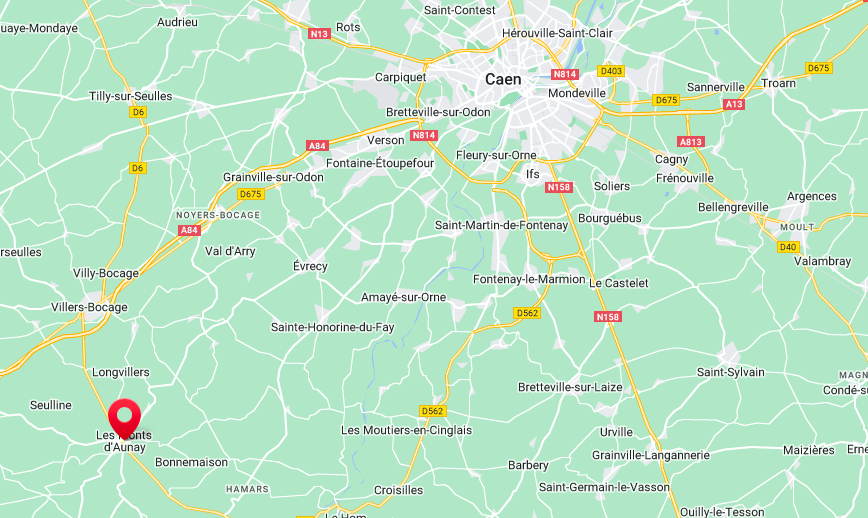 implantation de la commune d'Aunay-sur-Odon, dans le Calvados (14)