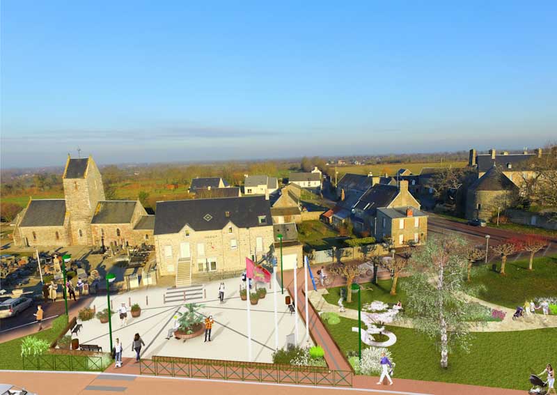 vue sur l'aire de jeux du lotissement « Le Clos Fleuri », à Aunay-sur-Odon (14)