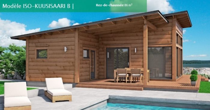 modèle de maison bois en kit de plain pied