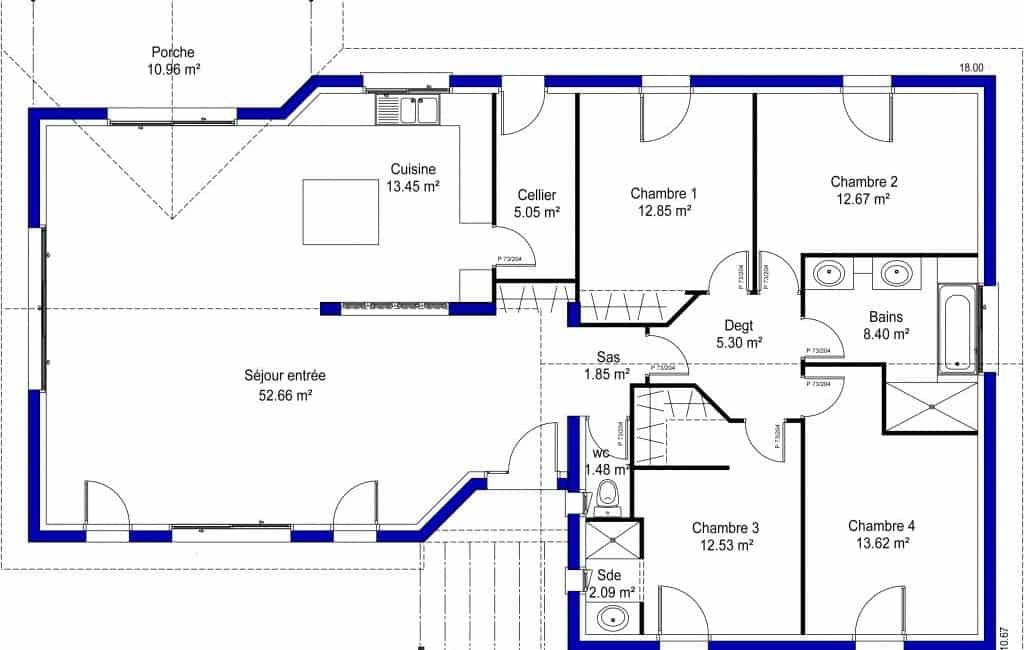 Exemple Plan Maison Plain Pied 4 Chambres