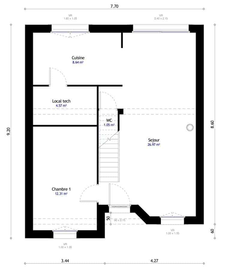 plan de maison 4 chambres étage