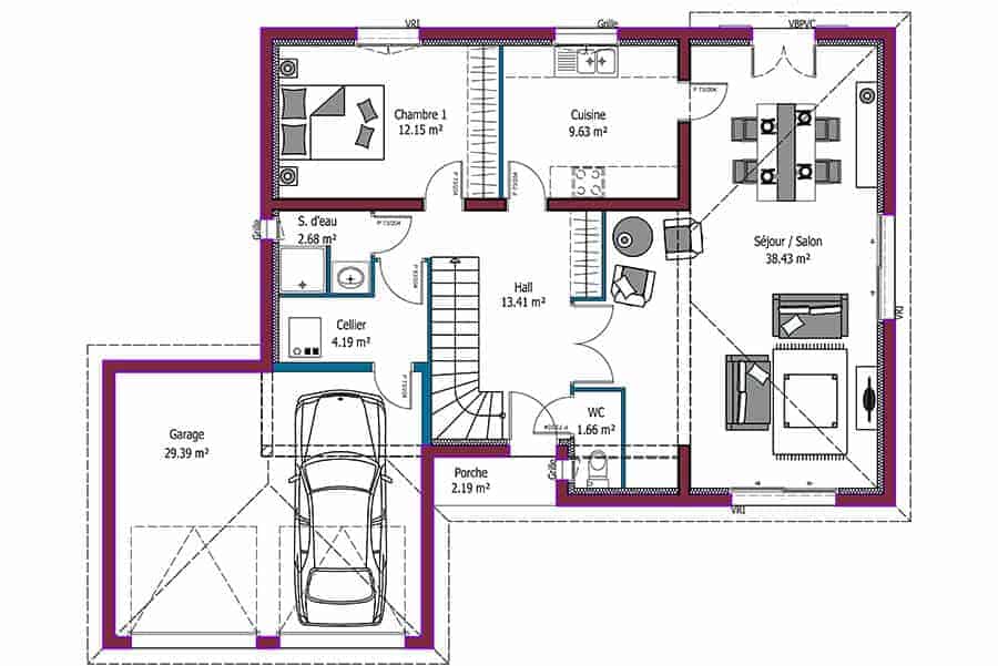 Plan 4 chambres du constructeur de maison MCA