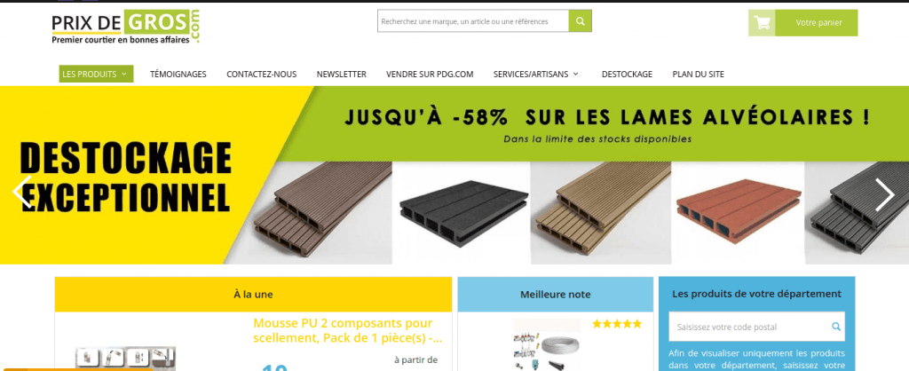 image du site prix de gros