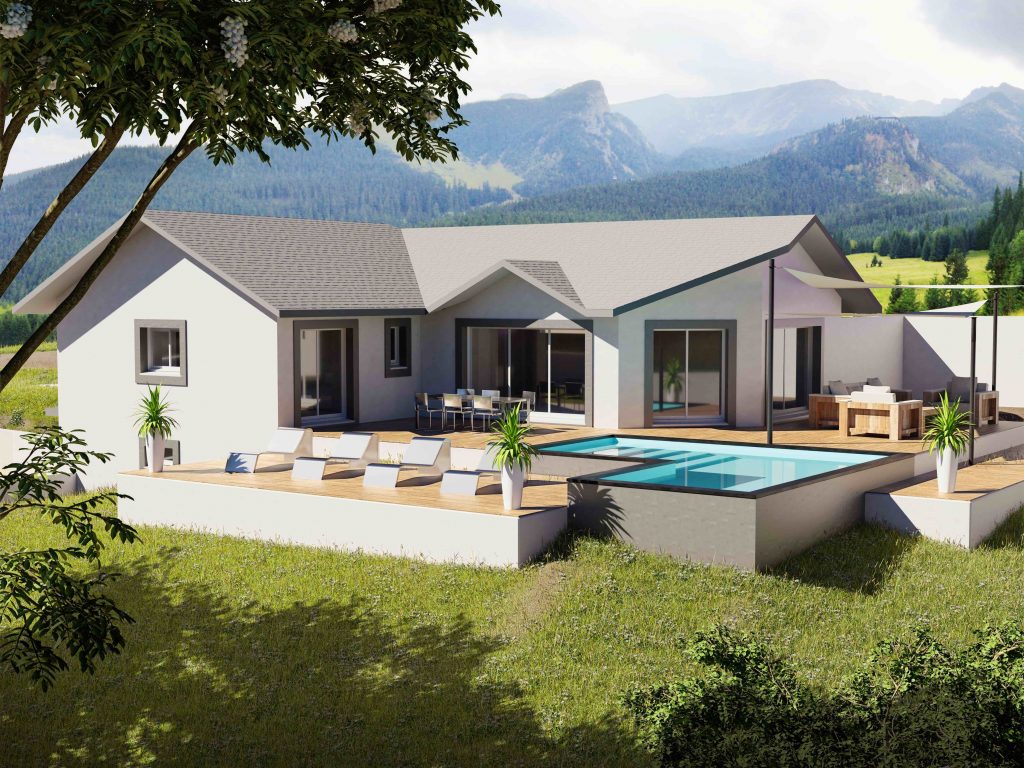 maison avec terrasse et piscine dans l'Ain, par Constructeur des Alpes