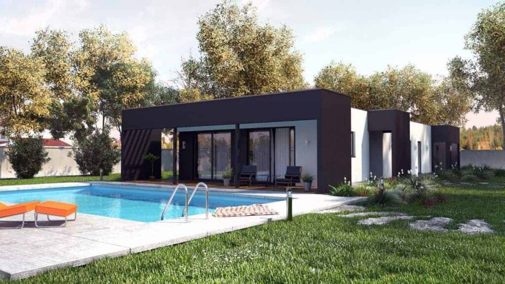 maison contemporaine cubique avec piscine dans le Puy-de-Dôme, par Maison et Jardin