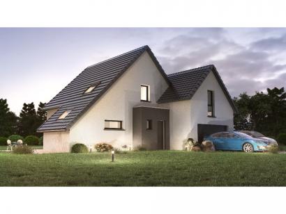 maison contemporaine avec toit à deux pans et garage intégré, par Maisons Brand