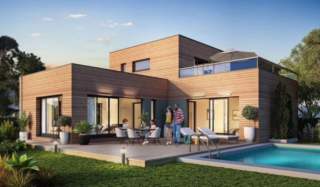 grande maison moderne en bois avec piscine dans le Tarn-et-Garonne, par Ami Bois