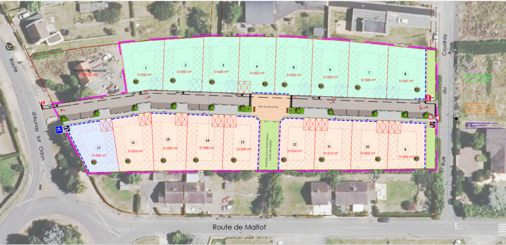 vue des parcelles du lotissement "les jardins d'Athis", à Eterville (14)