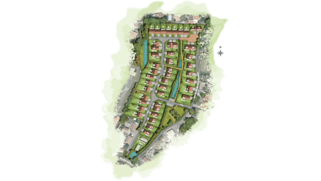 Plan du nouveau lotissement "Les Jardins du Moulin Nicolie", à Saint-Père-en-Retz (44) par Bâti-Aménagement