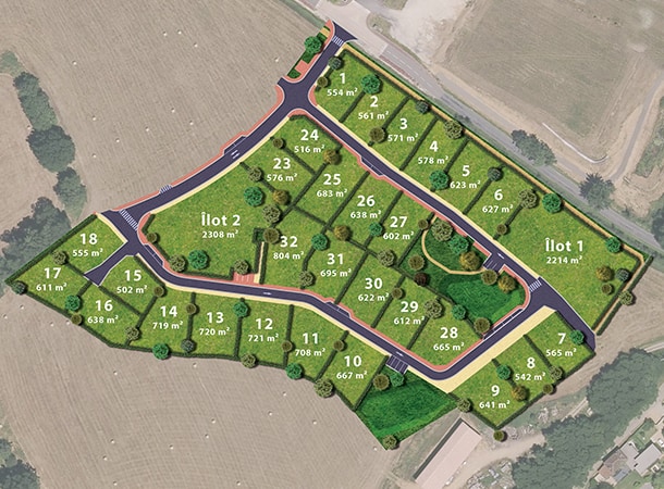 plan du lotissement le Domaine des Vieux Chênes, à Isle (87)